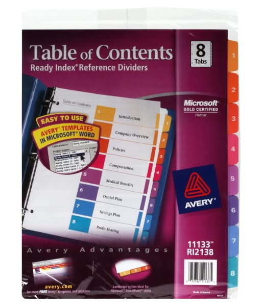 Avery Ready Index Reference Dividers (8 ct)