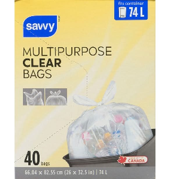 Savvy Clear Multipurp Bags Garbg & Recycl 40 Pk