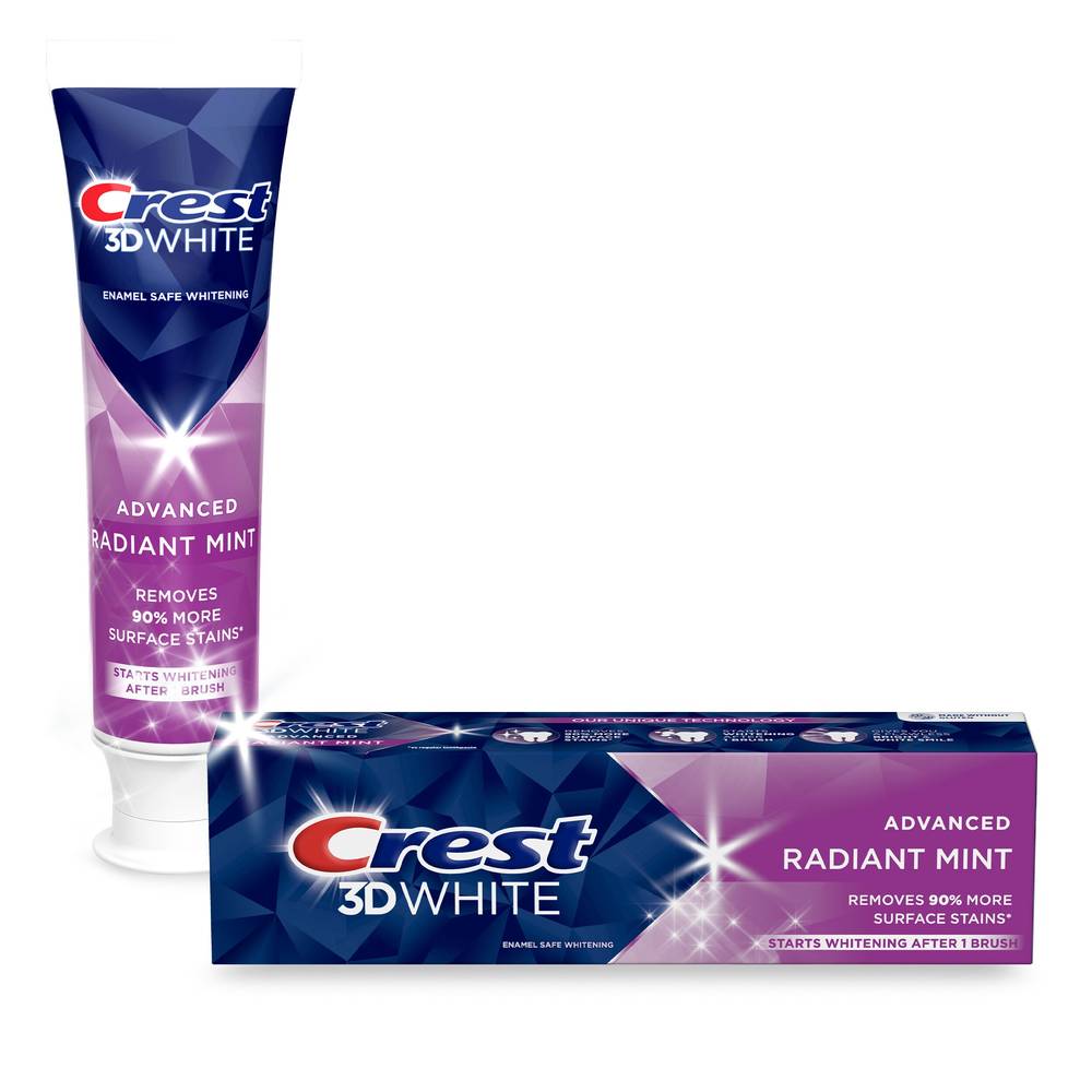 Crest 3D White Fluoride Anticavity Whitening Toothpaste, Advanced Radiant Mint, 3.8 OZ