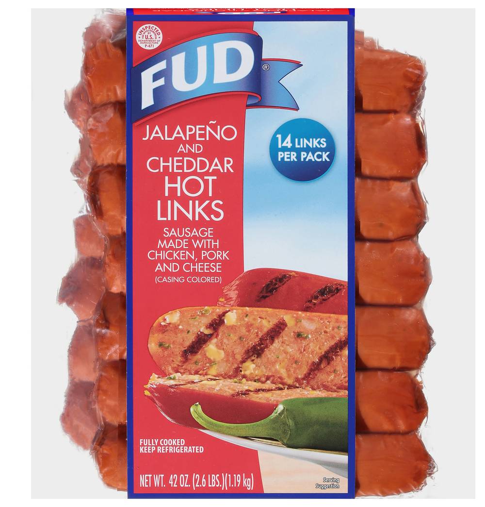 FUD Jalapeno and Cheddar Hot Links (42 oz, 14 ct)