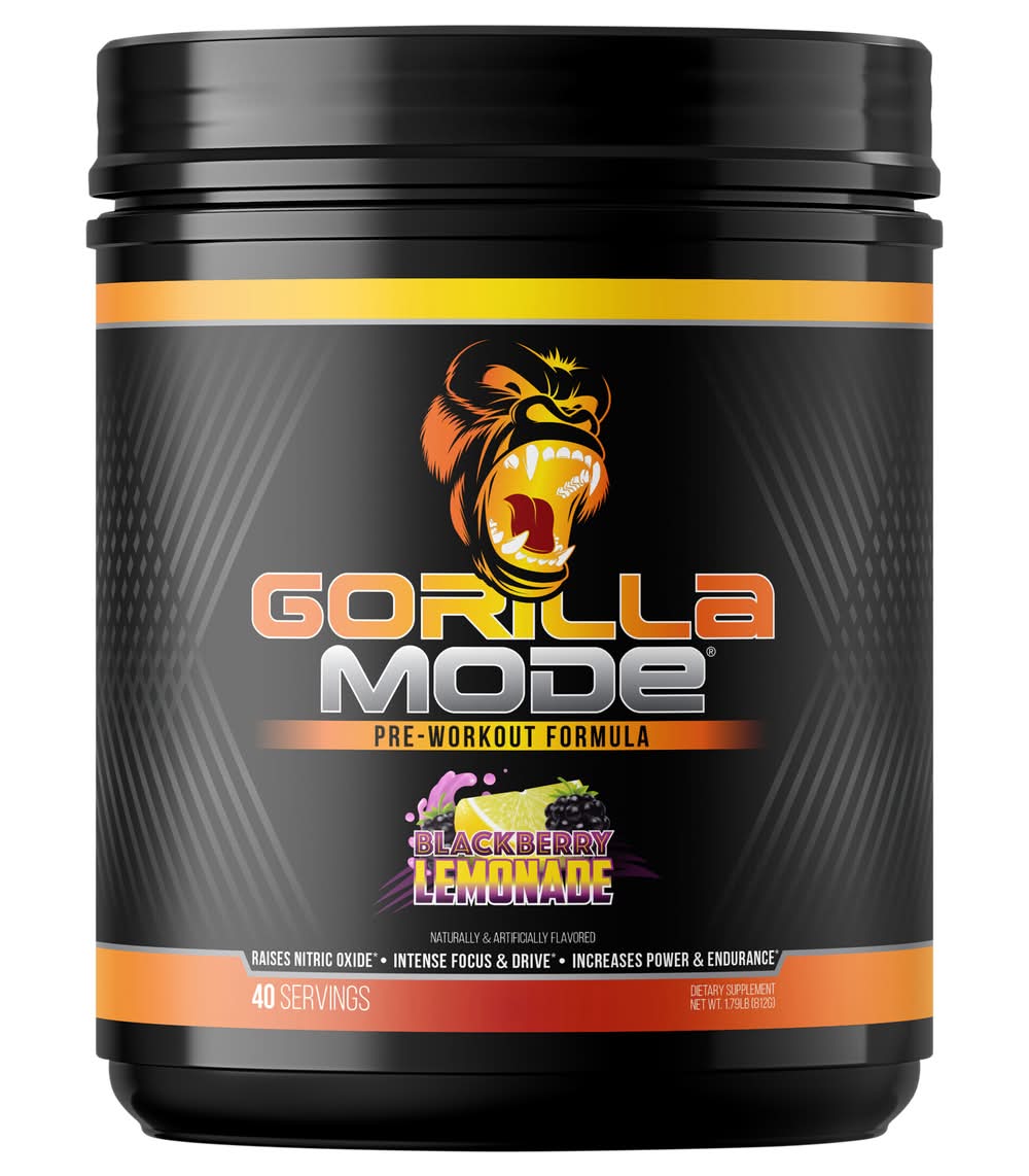 Gorilla Mode Pre-Workout Formula Powder, Blackberry Lemonade (1.79 lbs)