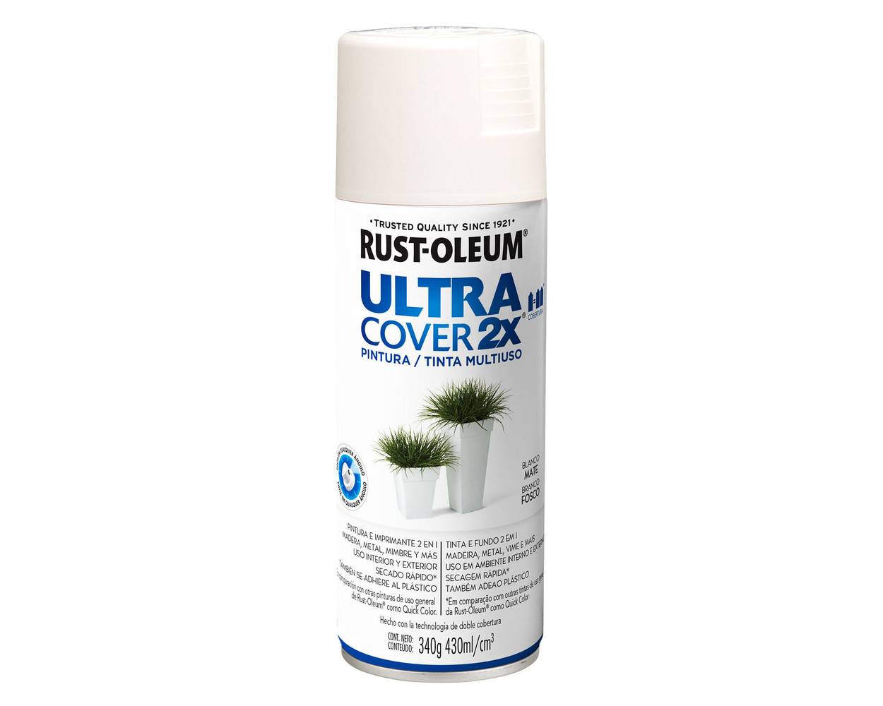 Rust oleum pintura spray ultra cover 2x blanco mate (lata 340 g)