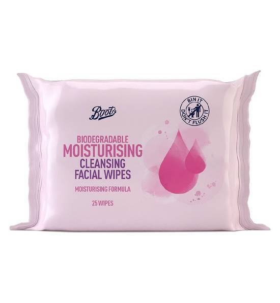 Boots Biodegradable Moisturising Cleansing Wipes 25s