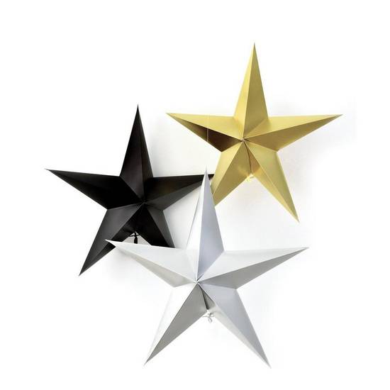 3D Black, Silver, Gold Hanging Stars, 28in, 3pc