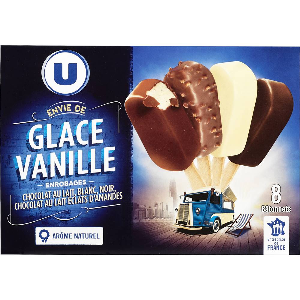 U - Mini bâtonnets glacés envie de chocolat (8 pièces)