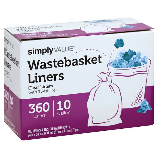 Simply Value 10 Gallon Wastebasket Liners With Twist Ties (360 ct), Delivery Near You