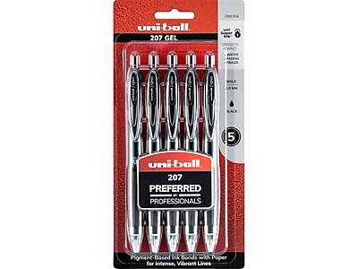 uni-ball Signo 207 Retractable Gel Pen, Bold Point, Black Ink, 5/Pack (1960304)