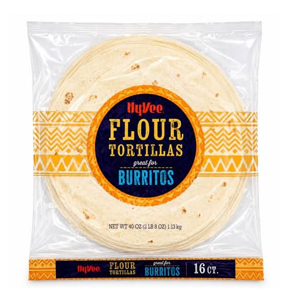 Hy-Vee Flour Tortillas Great For Burritos (40 oz, 16 ct)