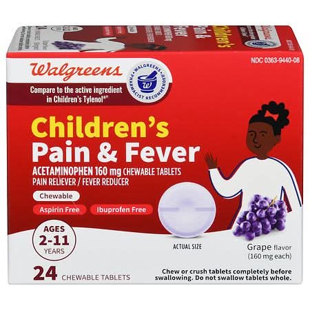 Walgreens Children's Pain & Fever Grape Chewable Tablets