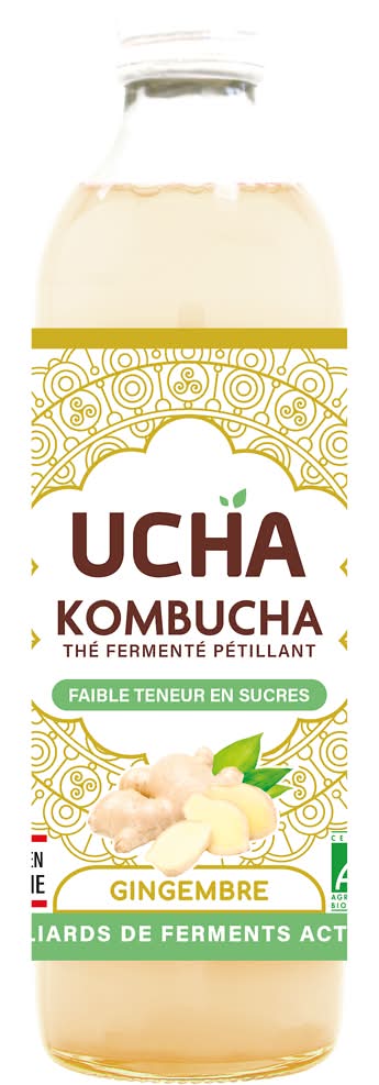 Ucha - Thé fermenté pétillant kombucha bio, gingembre (350ml)