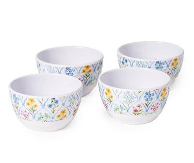 Cottage Floral Melamine Tidbit Bowls, 4-Pack