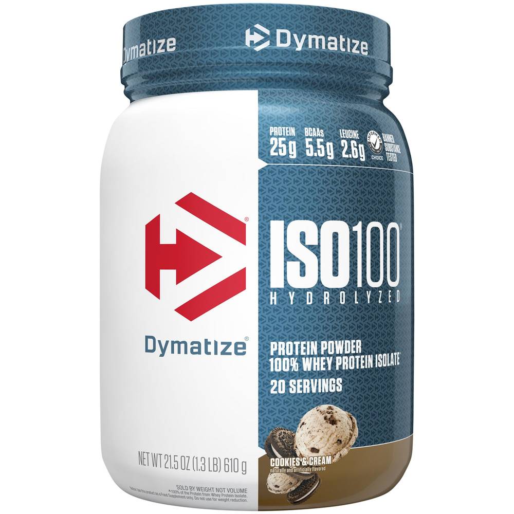 Iso100 Hydrolyzed Protein Powder, Cookies-Cream (21.5 oz)