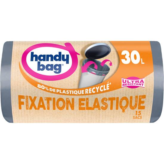 Handy Bag - Sacs poubelle fixation elastique 30l (15 pièces)