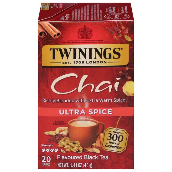 Twinings Chai Ultra Spice Black Tea Bags (20 ct, 1.41 oz)