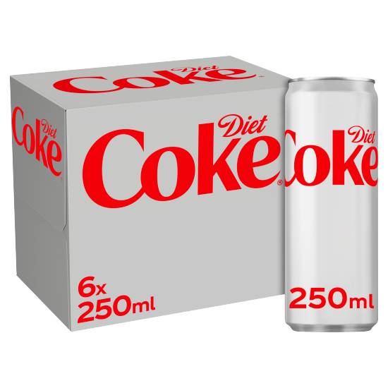 Diet Coke Sparkling Low Calorie Soft Drink With Plant Extracts (6 ct, 250 ml)