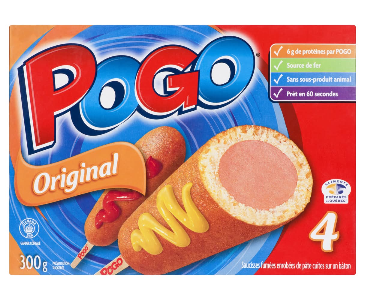 Pogo saucisses fumées enrobées de pâte cuites sur bâton originale - original cooked battered weiners on a stick (4 unités)