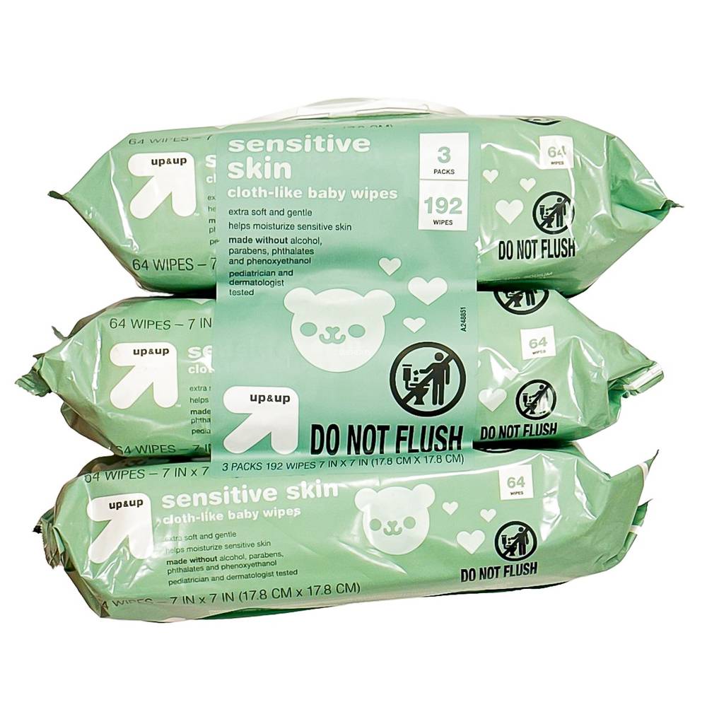 up&up Sensitive Baby Wipes, 17 in x17 in (3 pack)