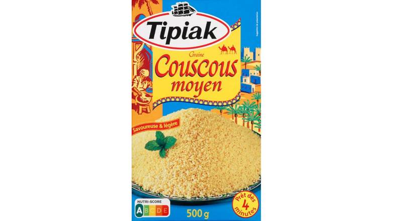 Tipiak Graine couscous moyen, savoureuse & légère, prêt en 4 minutes La boîte de 500g