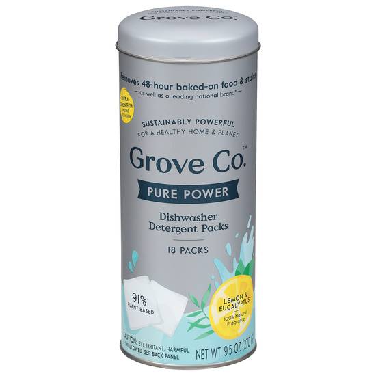 Grove Co. Pure Power Lemon & Eucalyptus Dishwasher Detergent packs