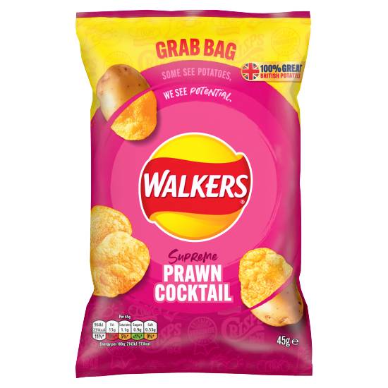 Walkers Prawn Cocktail, Supreme Potato Crisps (45g)