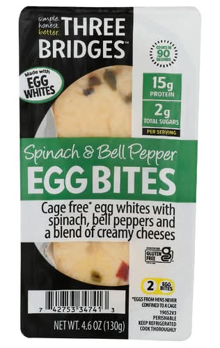 Three Bridges Cage Free Spinach & Bell Pepper Egg Bites