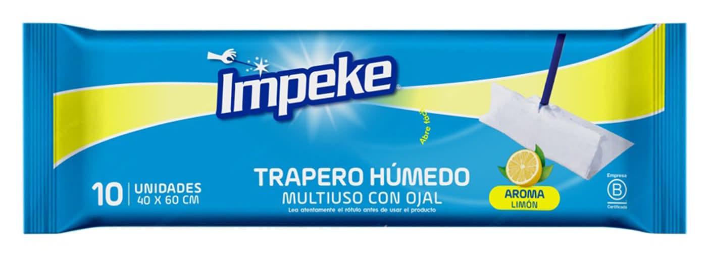 Impeke · Trapero húmedo multiuso con ojal - Limón - 40x60 cm (10 un)