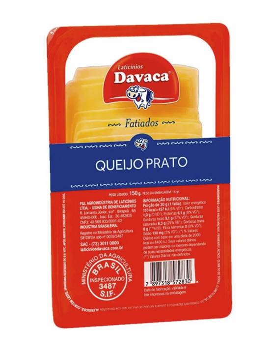 Davaca queijo prato fatiado (150g)