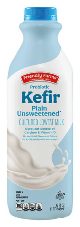 Friendly Farms Probiotic Kefir Plain Unsweetened Cultured Lowfat Milk (32 fl oz)