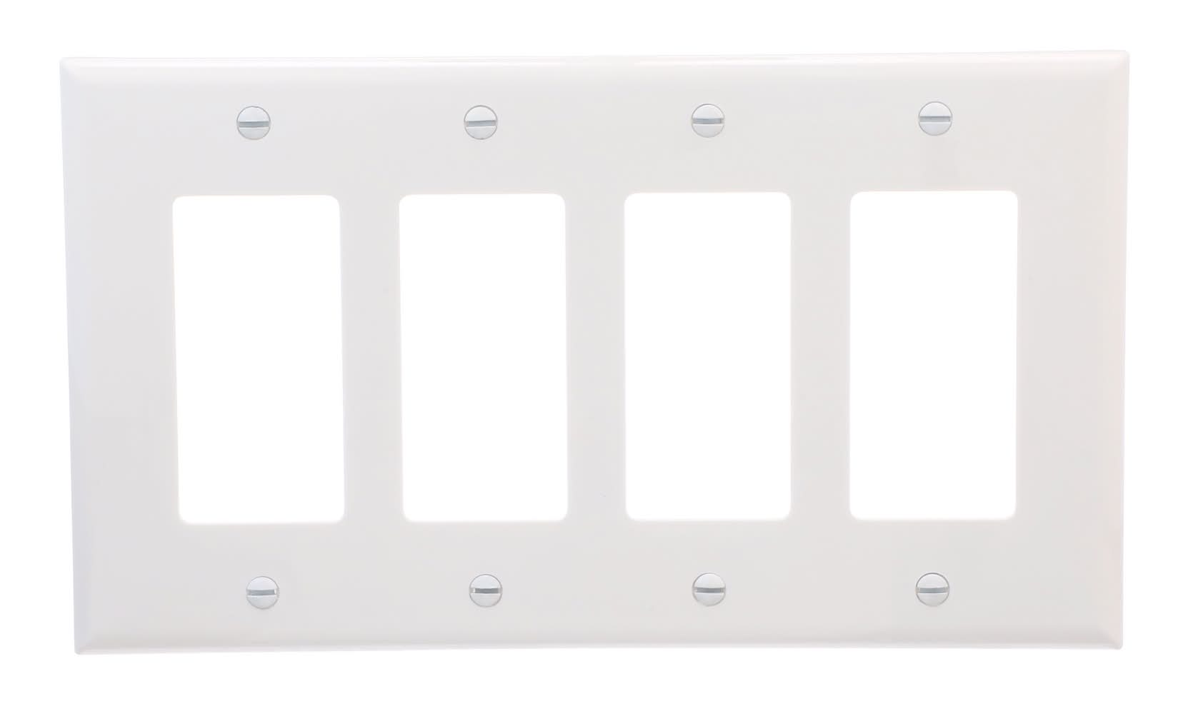 Eaton 4 -Gang Midsize Size White Polycarbonate Indoor Decorator Wall Plate