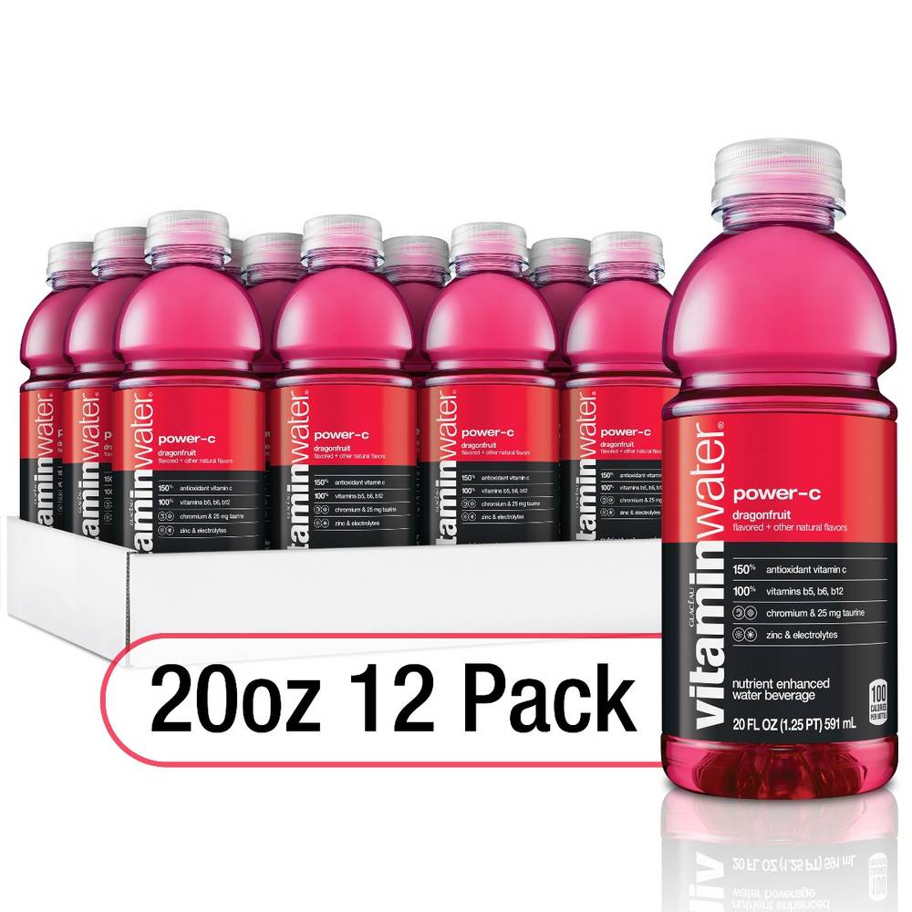 VitaminWater - Power-C, Dragonfruit - 20 fl oz, 12 Pack (1X12|1 Unit per Case)