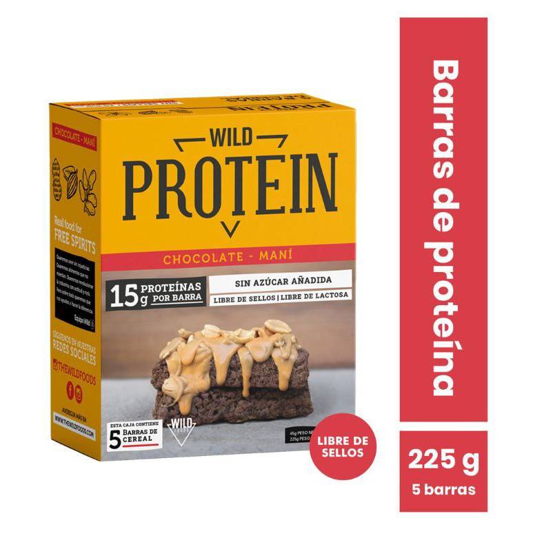 PACK WILD PROTEIN CHOCOLATE+MANI X5 X45g WILD PROTEIN