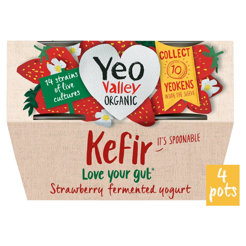 Yeo Valley Organic Kefir Strawberry Yogurt 4x100g