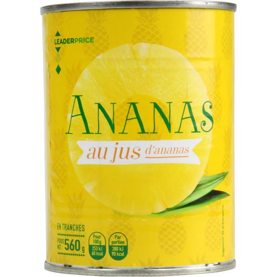 Ananas en tranches Leader Price 560g