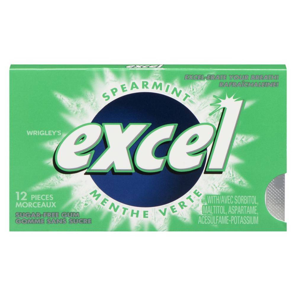 Excel gomme sans sucre à saveur de menthe verte, excel (12 unités) - spearmint sugar-free chewing gum (12 units)