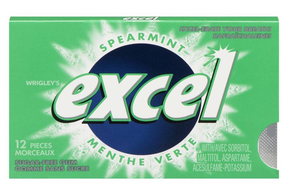 Wrigley's Excel Spearmint Menthe Verte Sugar-Free Chewing Gum (12 g)