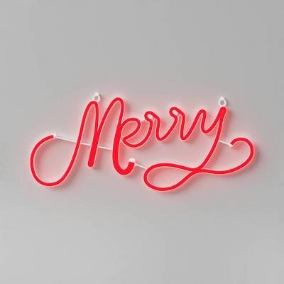 10" Neon Style 'Merry' Christmas Novelty Silhouette Light Red - Wondershop™