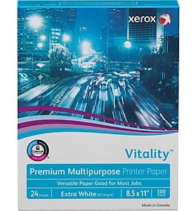 Xerox Vitality 8.5 x 11 Multipurpose Paper, 24 Lbs., 97 Brightness, 500 Sheets/Ream (3R20114PEN)