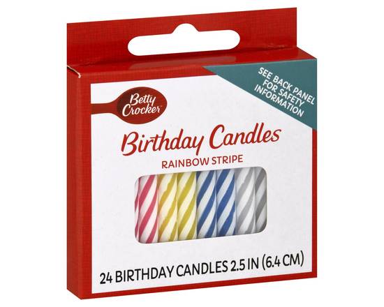 Betty Crocker · Rainbow Stripe Birthday Candles (24 candles)