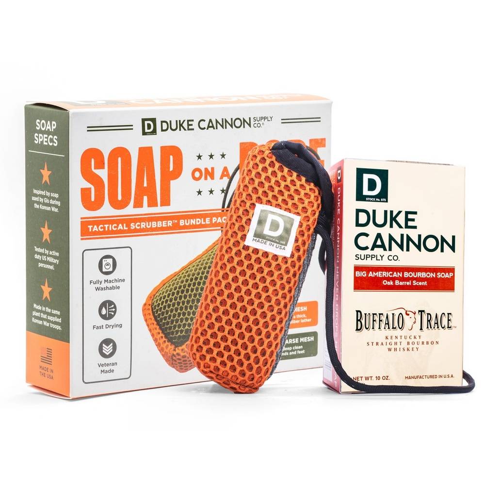 Duke Cannon Supply Co. Machine Washable Shower Soap Bar with Mildew-Resistant Paracord Grip and Thick Lather | BOURBONTACTBUNDLE