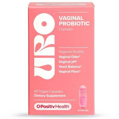 O Positiv Uro Vaginal Probiotic With Vaginal Health Vaginal Odor Ph & Yeast Balance Support, Female, Pink (60 ct)