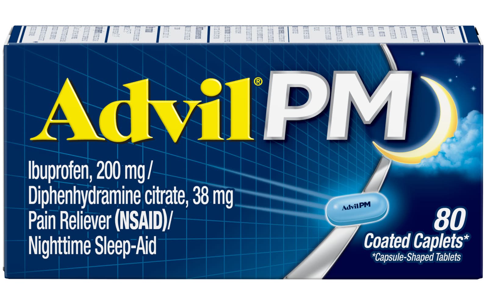 Advil Pm Ibuprofen Nighttime Sleep Aid Pain Reliever Coated Caplets (80 ct)
