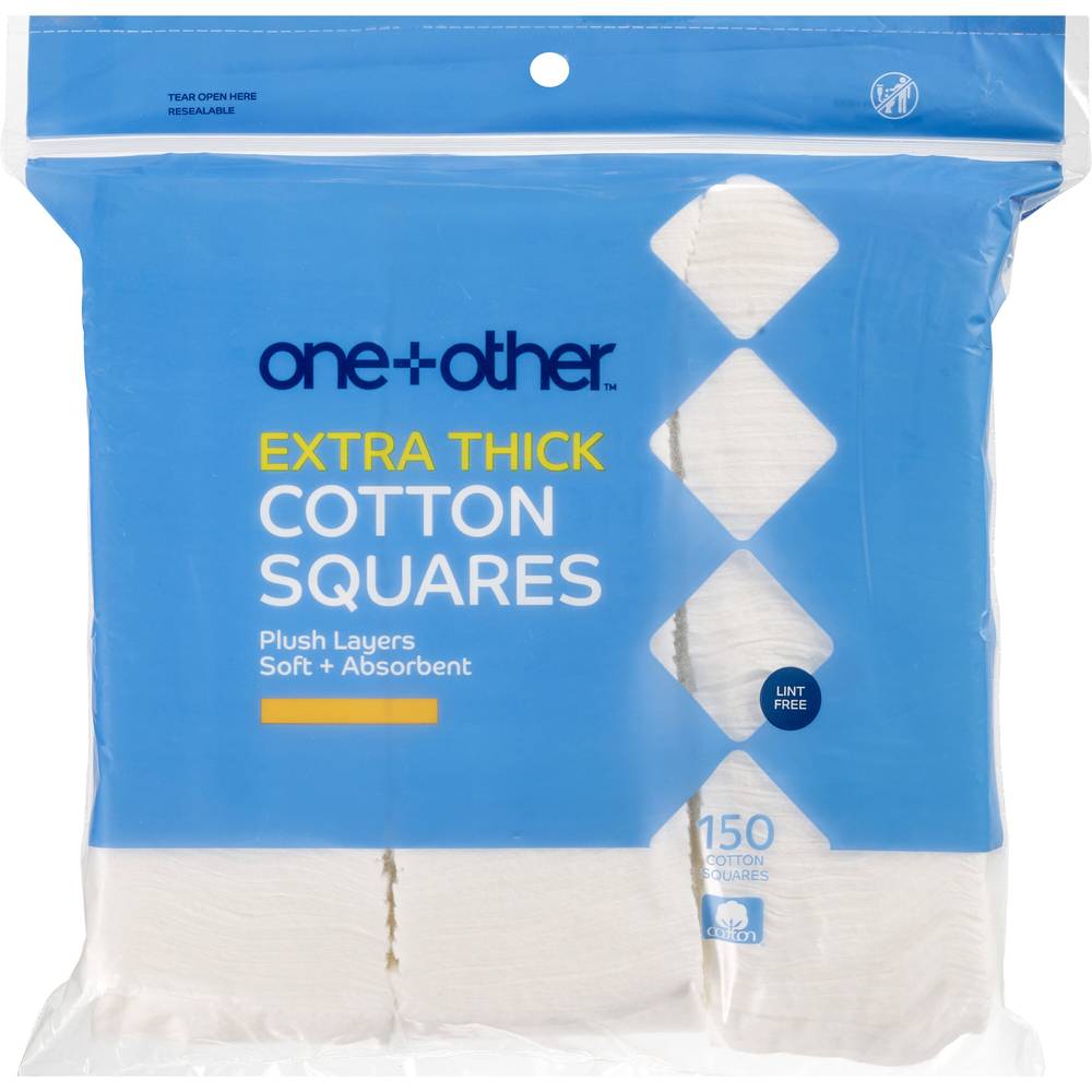 One+Other Extra Thick Premium Cotton Squares, 150Ct