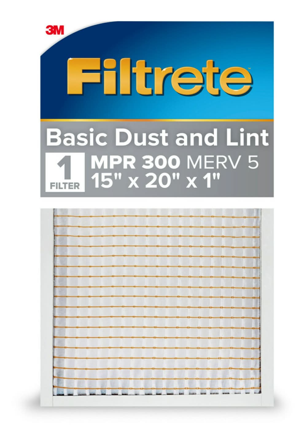 Filtrete 15 x 20 x 1 MERV 5 300 MPR Basic Dust and Lint Electrostatic Air Filter