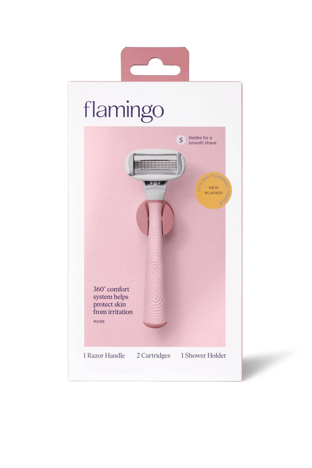 Flamingo Women's 5-blade Razor with Replacement Blade Cartridge- Rose