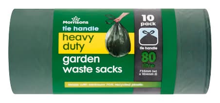 Morrisons Width 735mm x Length 1104mm, Tie Handle Garden Waste Sacks 80 Litre (10 pack)