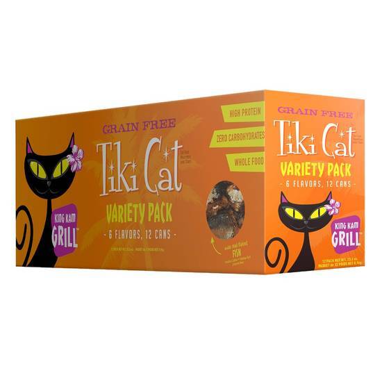 Tiki Cat King Kam Grill Variety pack Wet Cat Food, Assorted (2.1 lbs, 12 ct)