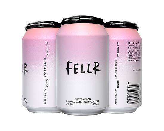 Fellr Watermelon Brewed Alcoholic Seltzer Can 4x330mL