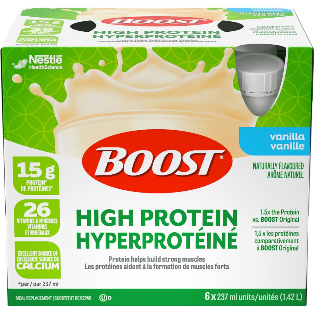 Boost High Protein Meal Replacement Drink, Vanilla (6 x 237 ml)