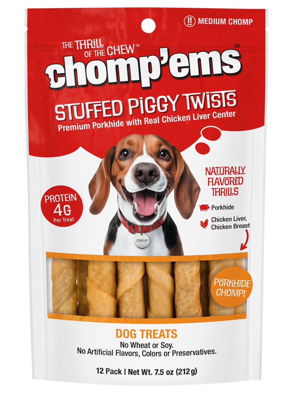 Ruffin' It Wag-N-Tails Smoked Pork Stuffies Dog Treats (7.5 oz)