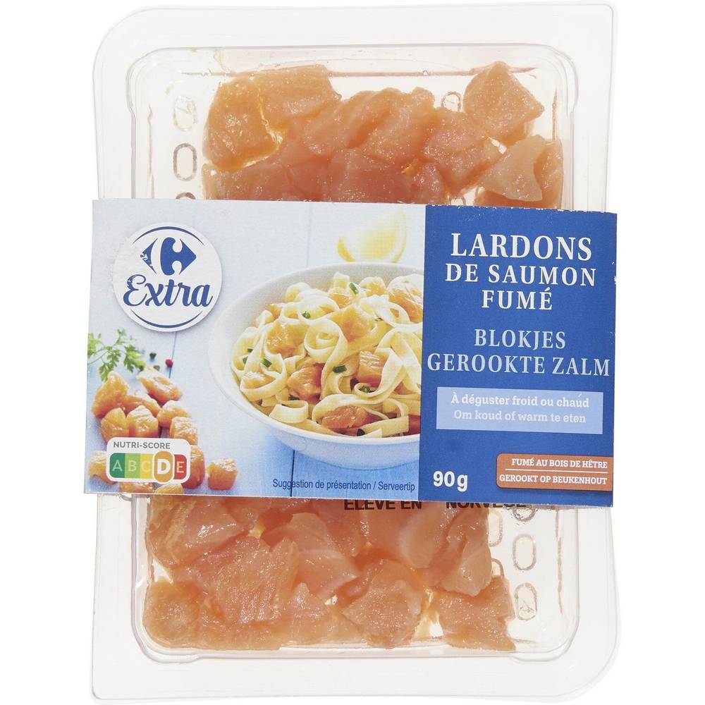 Lardons de saumon fumé CARREFOUR EXTRA - la barquette de 90g